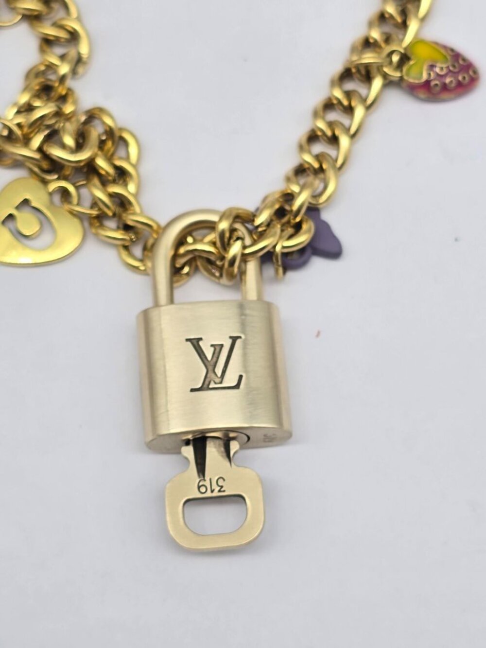 Authentic Louis Vuitton Gold Padlock with Unbranded Decorative Bag Chain / Charm - Picture 14 of 14